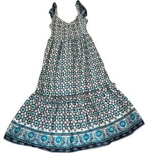Lucky Brand Blue and Green Patterned Maxi Dress. XL. New without tag